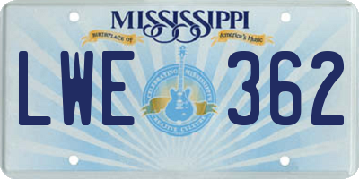 MS license plate LWE362