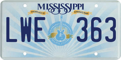 MS license plate LWE363