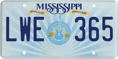 MS license plate LWE365