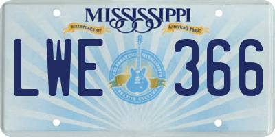 MS license plate LWE366