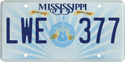MS license plate LWE377