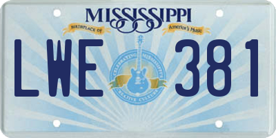 MS license plate LWE381