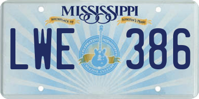MS license plate LWE386