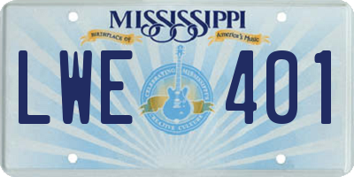 MS license plate LWE401