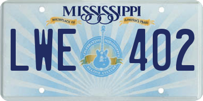 MS license plate LWE402