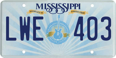 MS license plate LWE403