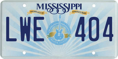MS license plate LWE404