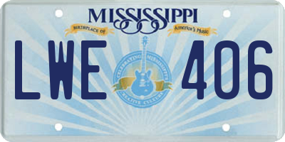 MS license plate LWE406