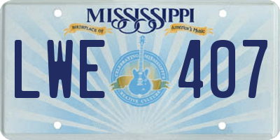 MS license plate LWE407
