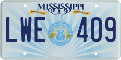 MS license plate LWE409