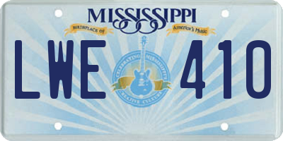 MS license plate LWE410