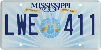 MS license plate LWE411