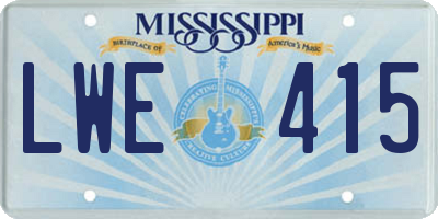 MS license plate LWE415
