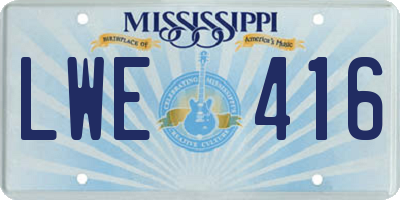 MS license plate LWE416