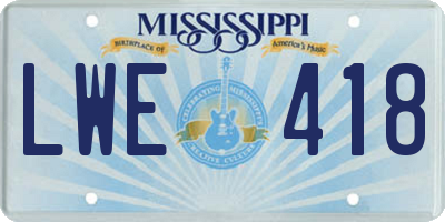 MS license plate LWE418