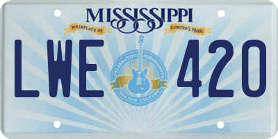 MS license plate LWE420