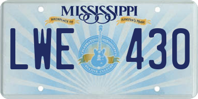 MS license plate LWE430