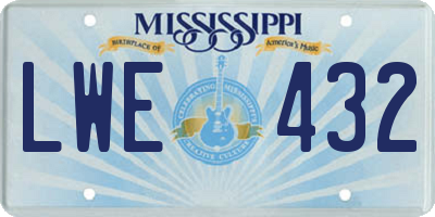 MS license plate LWE432