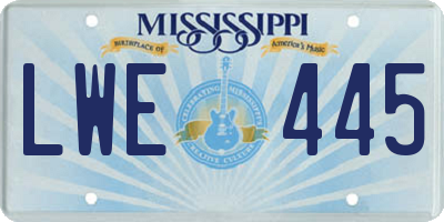 MS license plate LWE445
