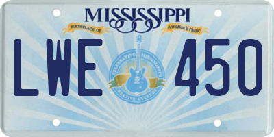 MS license plate LWE450