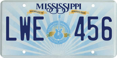 MS license plate LWE456