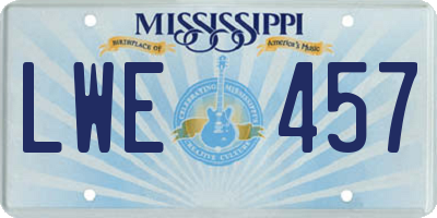 MS license plate LWE457
