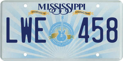 MS license plate LWE458