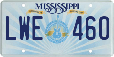 MS license plate LWE460