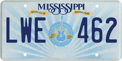 MS license plate LWE462