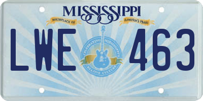 MS license plate LWE463