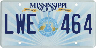 MS license plate LWE464