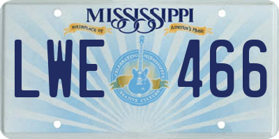 MS license plate LWE466