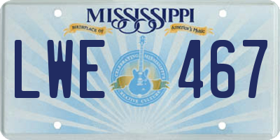 MS license plate LWE467
