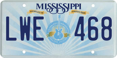 MS license plate LWE468