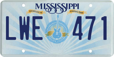MS license plate LWE471