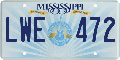 MS license plate LWE472