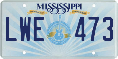 MS license plate LWE473