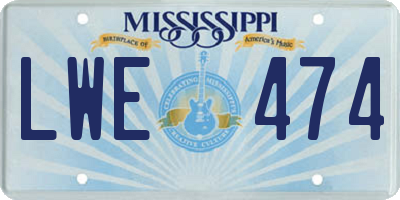 MS license plate LWE474