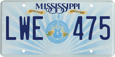 MS license plate LWE475