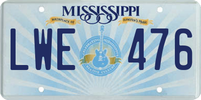 MS license plate LWE476