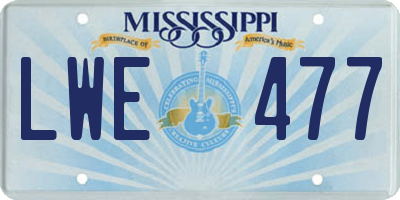 MS license plate LWE477