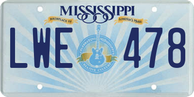 MS license plate LWE478