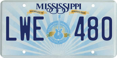 MS license plate LWE480