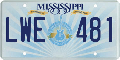 MS license plate LWE481