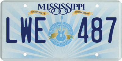 MS license plate LWE487