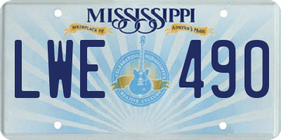 MS license plate LWE490