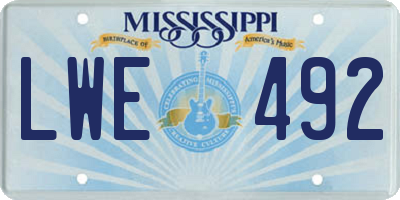 MS license plate LWE492