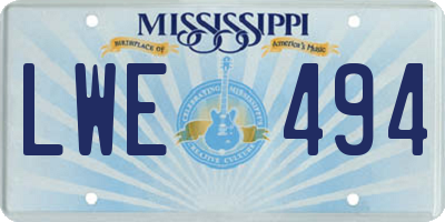 MS license plate LWE494
