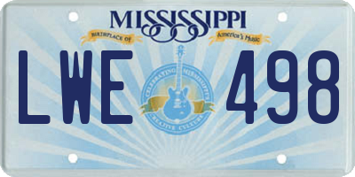 MS license plate LWE498