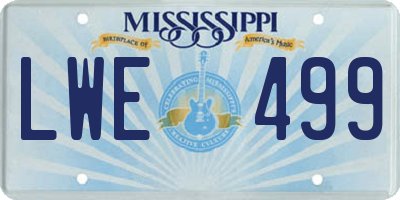 MS license plate LWE499